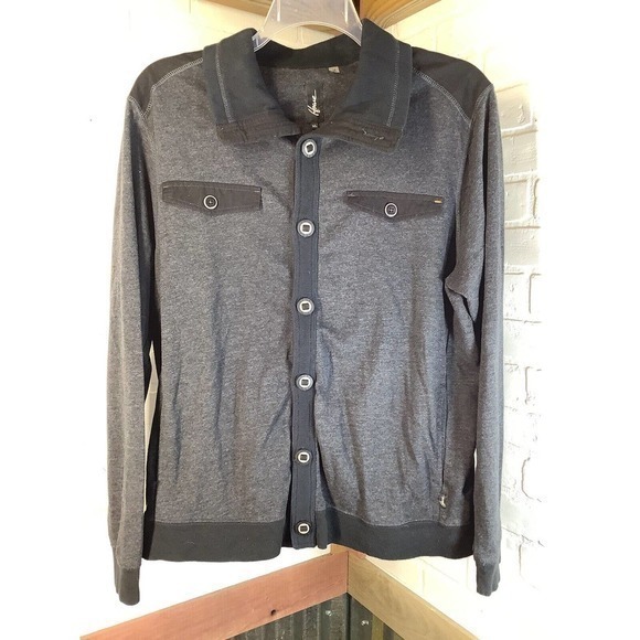 Howe full button long sleeve flap pocket High Collar‎ Designer BLK sweatshirt XL - Picture 3 of 10